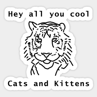 Cool Tiger Black Line Drawing Sticker